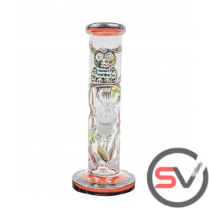 GREAT OWL CYLINDER WATER PIPE 9inch (GLOW IN DARK)